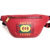GUCCI Grained Calfskin Small Logo Belt Bum Bag Hibiscus Red 3
