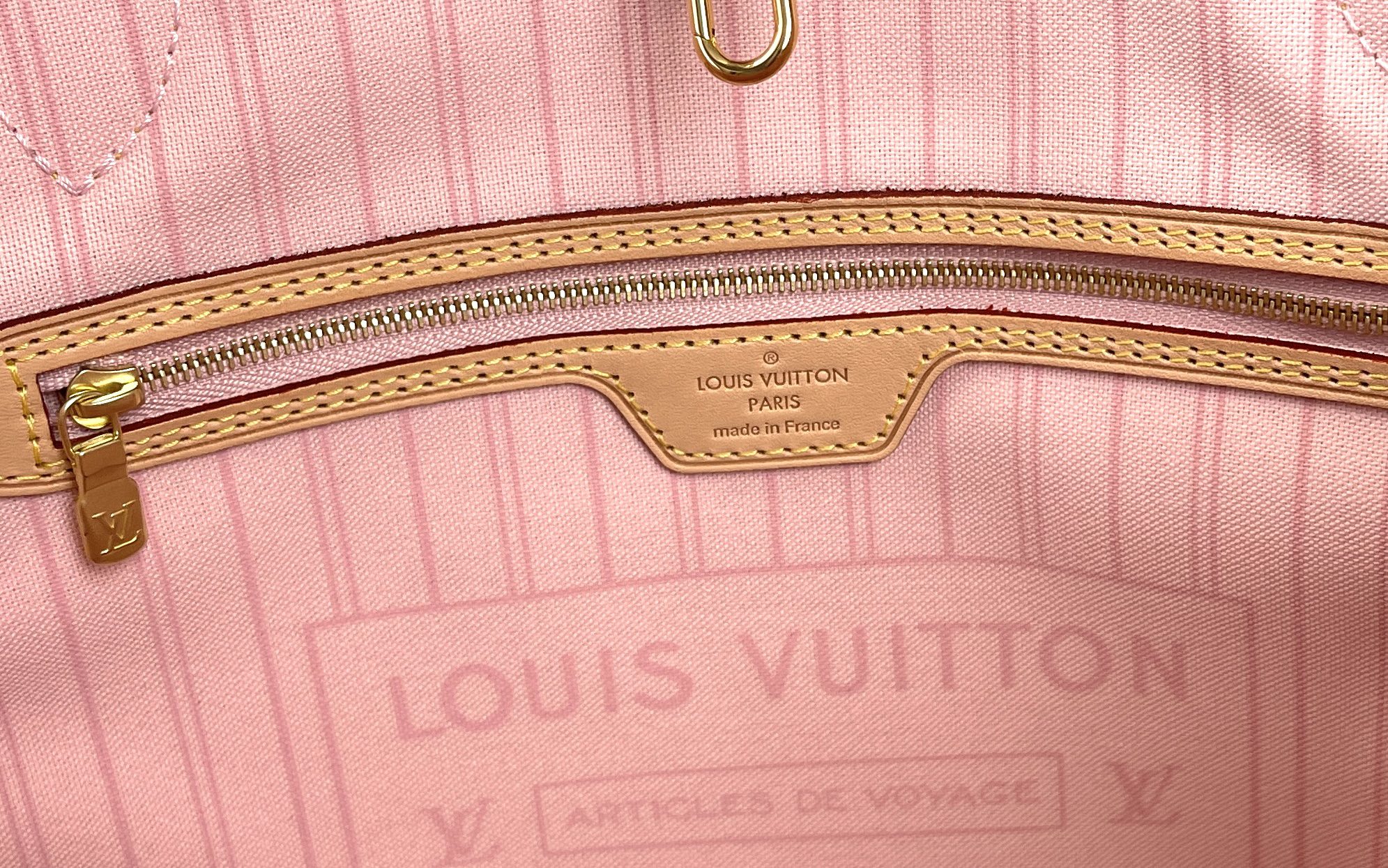 Louis Vuitton Neverfull MM Azur with Rose Ballerine Interior - A