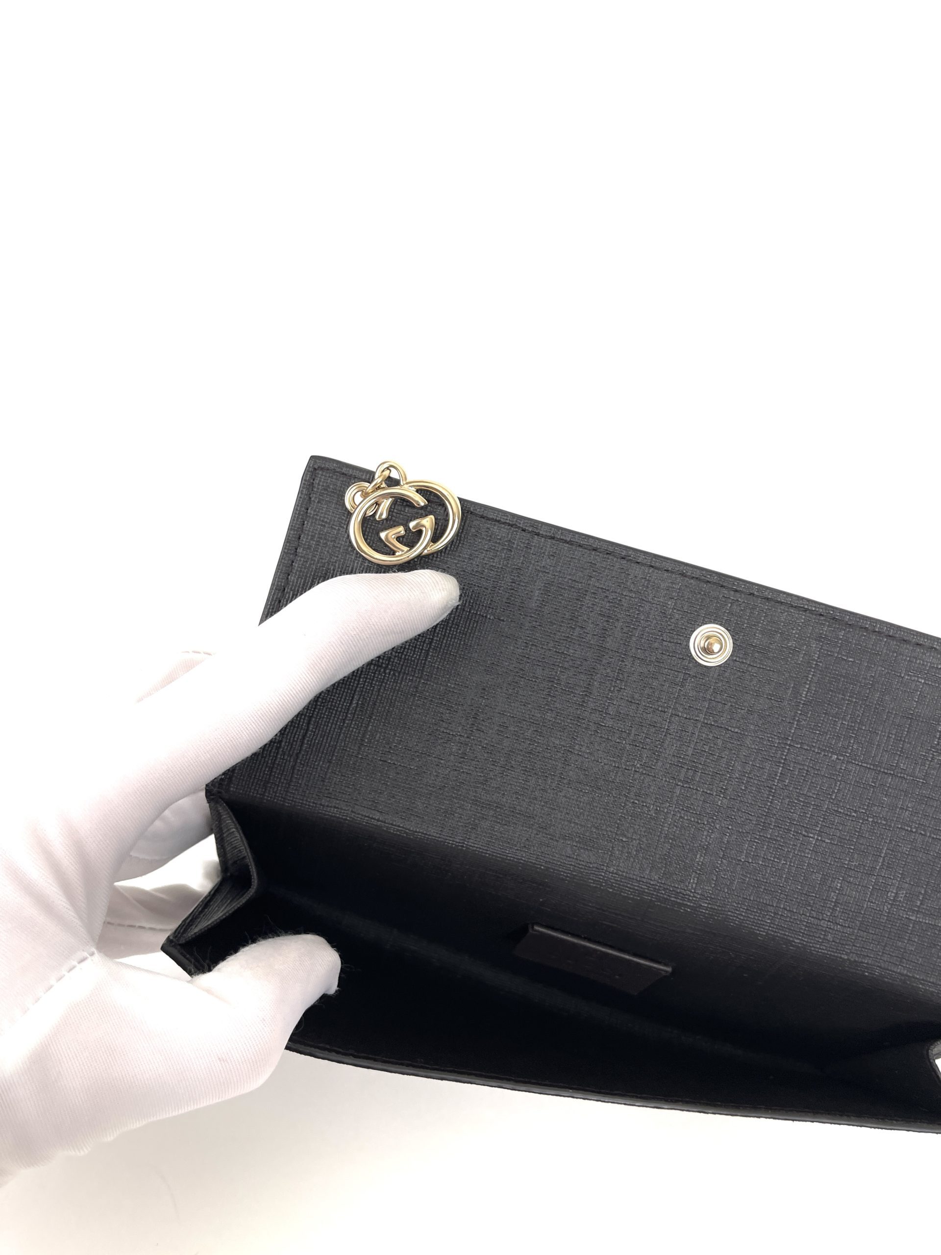 Gucci Supreme Monogram Card Holder Credit Case Dark Brown Wallet Beige  Italy NEW