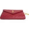 YSL Monogram Wallet on Chain Grain De Poudre Envelope Red Leather Shoulder Bag 11