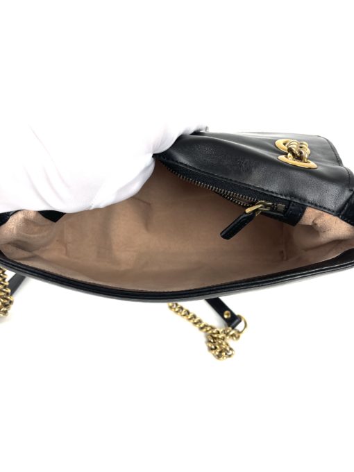 Gucci Calfskin Matelasse Small GG Marmont Shoulder Bag Black pocket