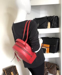 Gucci GG Marmont Quilted Red Matelassé Leather Backpack