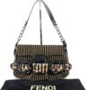 Fendi Borsa Stripe Print Pony Hair Black Patent Leather Shoulder Bag 3