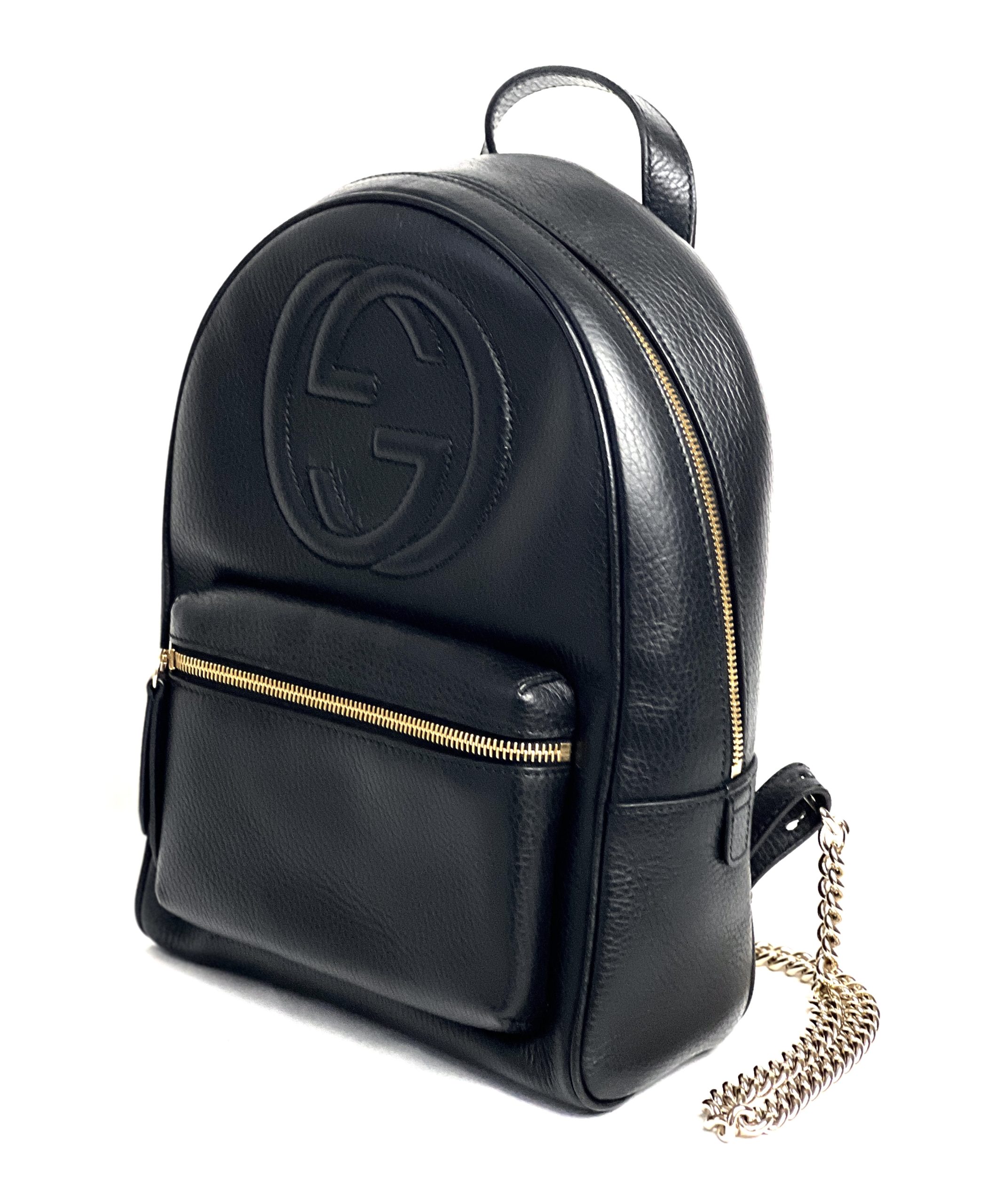 GUCCI Black Leather Soho Chain Backpack - A World Of Goods For You