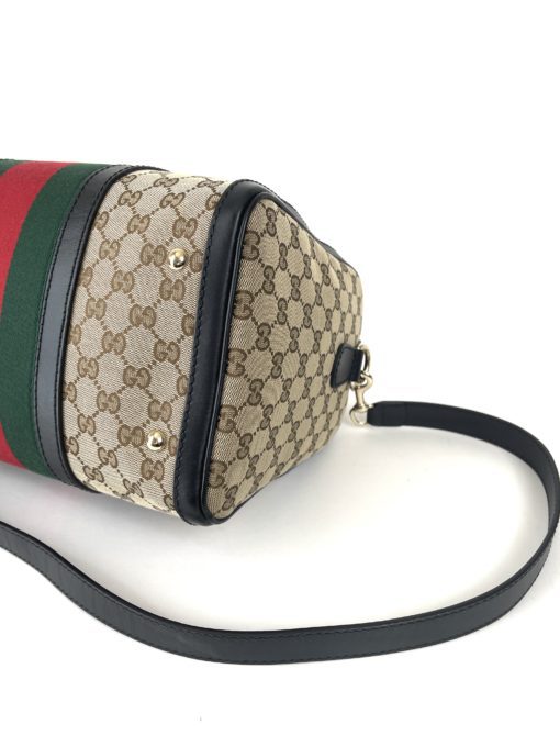 Gucci GG Web Boston Bag with Red and Green Stripe 22