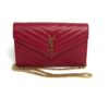 YSL Monogram Wallet on Chain Grain De Poudre Envelope Red Leather Shoulder Bag 4