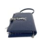 YSL Kate Navy Blue Croc Embossed Leather WOC Chain Bag with Tassel and Silver Hardware 16
