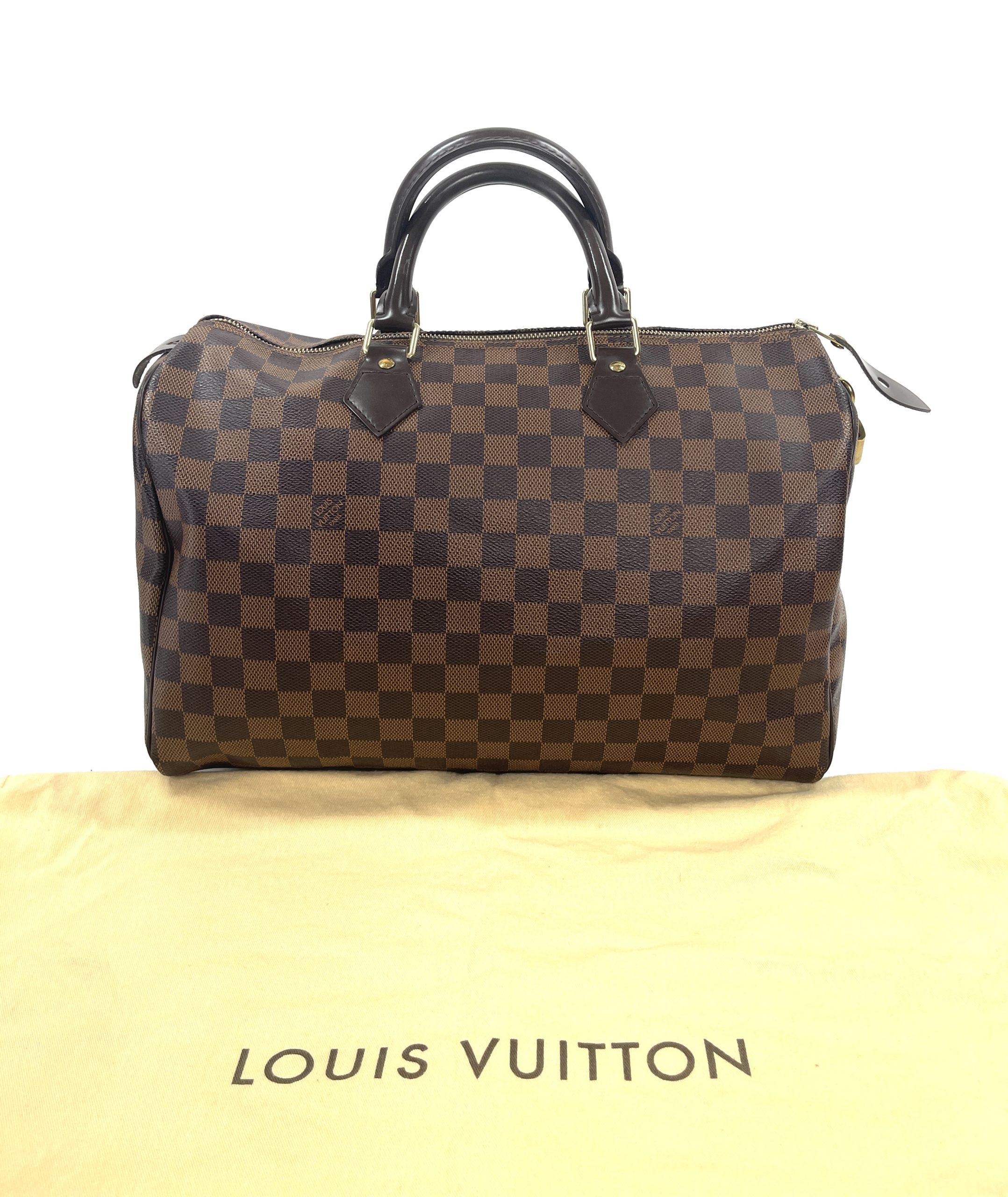 Louis Vuitton Speedy 35 Damier Ebene Leather Brown Handbag