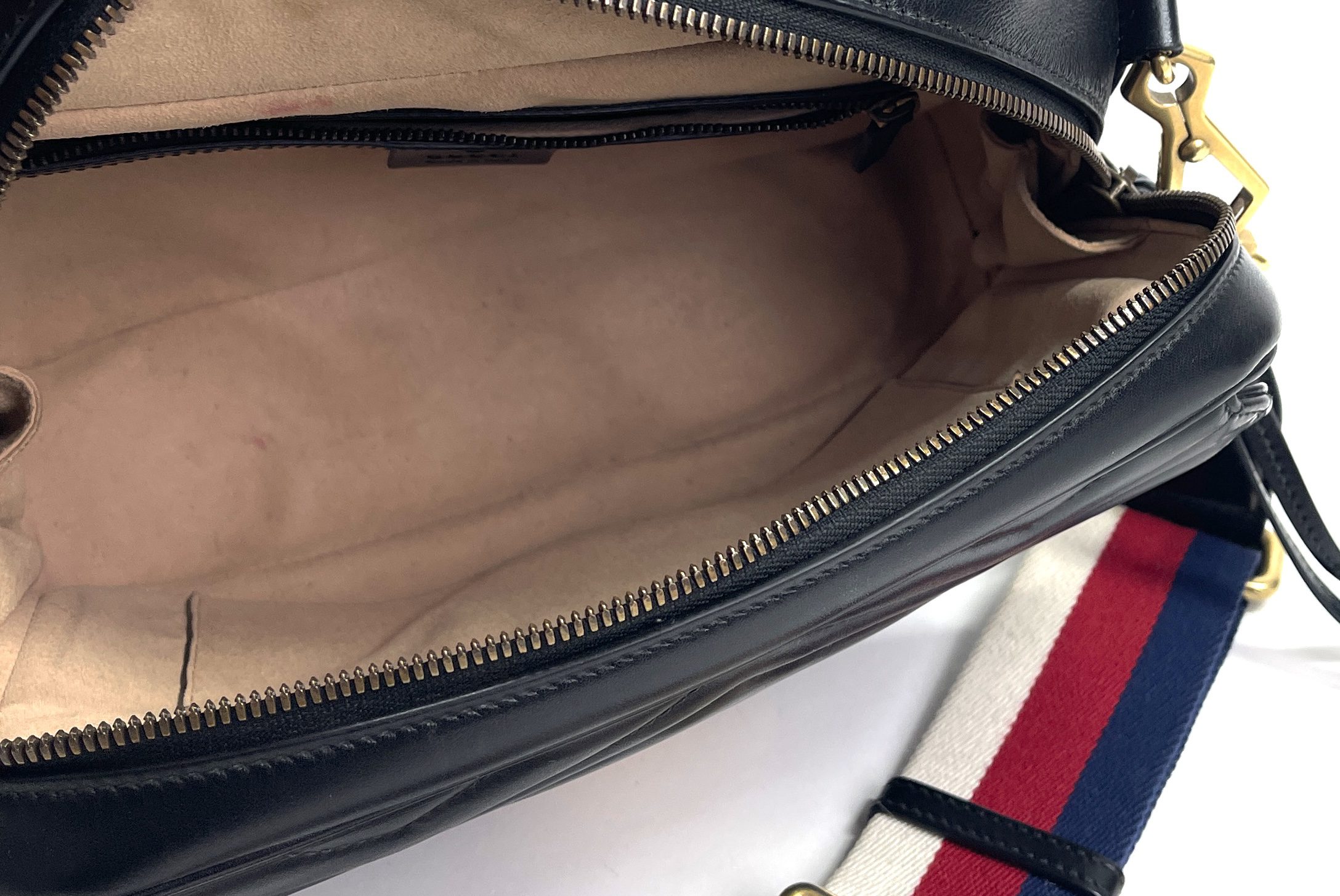 GUCCI Calfskin Matelasse Small GG Marmont Top Handle Shoulder Bag
