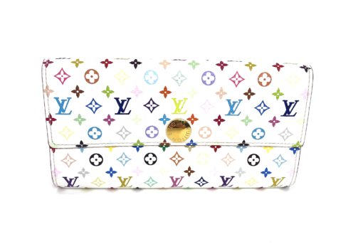 Louis Vuitton White Multicolor Sarah Wallet with Pink Interior 6