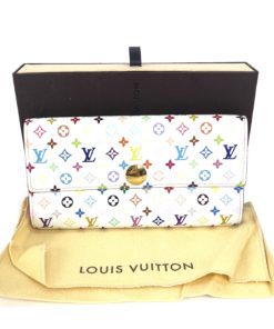 Louis Vuitton White Multicolor Sarah Wallet with Pink Interior