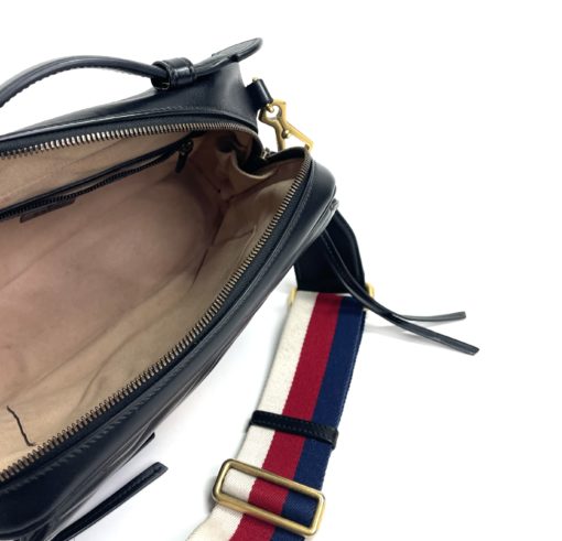 Gucci Calfskin Matelasse Sylvie Web Small GG Marmont Top Handle Shoulder Bag