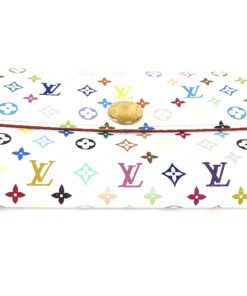 Louis Vuitton White Multicolor Sarah Wallet with Pink Interior