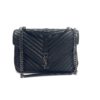 YSL Black College Large Quilted Leather V-Flap Shoulder Bag 2
