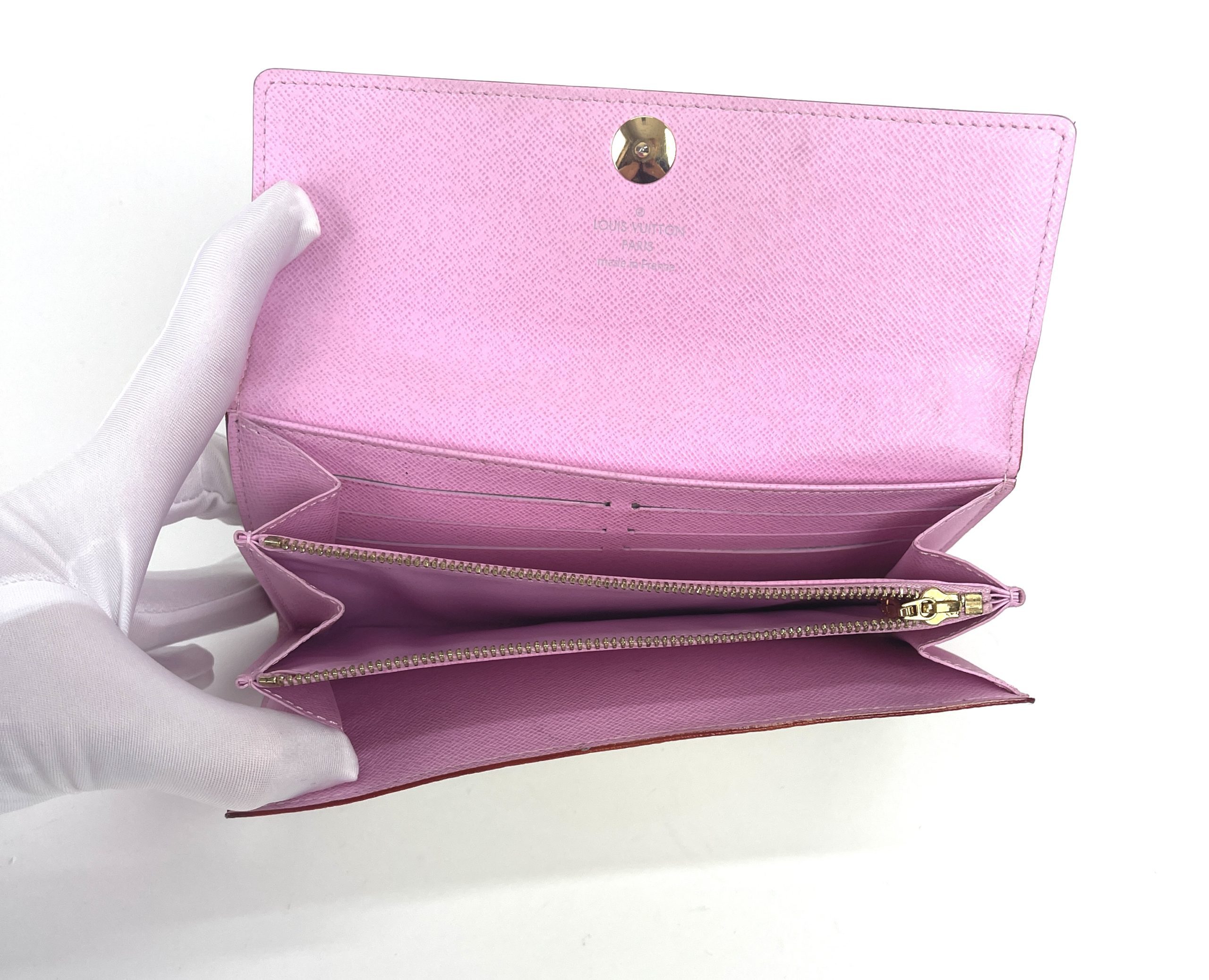 Louis Vuitton lv Sarah wallet damier ebene pink