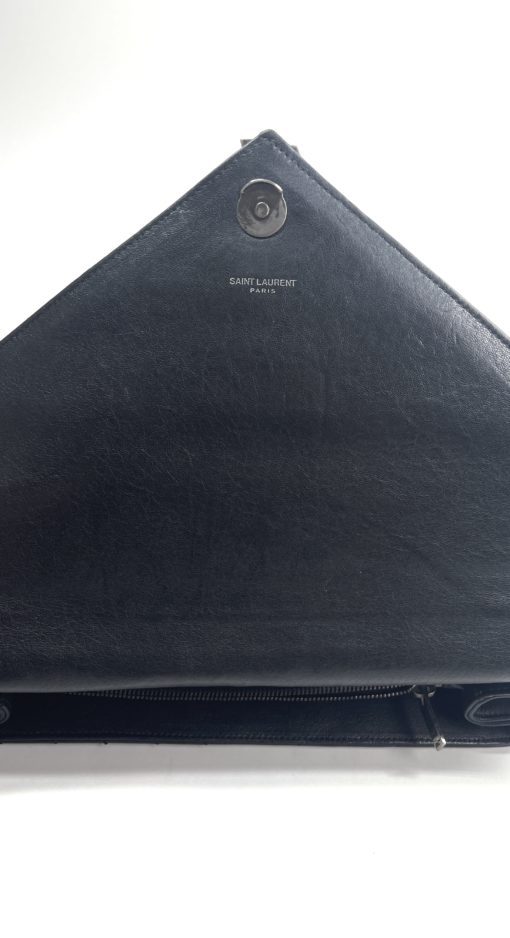 YSL Black College Large Quilted Leather V-Flap Shoulder Bag 7