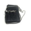 YSL Black Calfskin Crocodile Embossed Kate Monogram Tassel Chain WOC 12