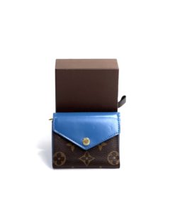 Louis Vuitton Monogram Zoe Wallet with Blue Leather box