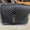 YSL Black College Large Quilted Leather V-Flap Shoulder Bag 8