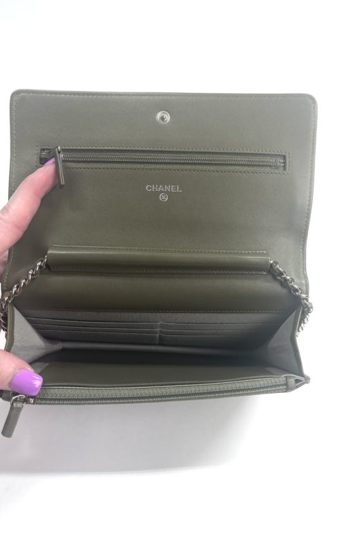 Chanel Olive Green Caviar Timeless WOC with Silver Hardware 20