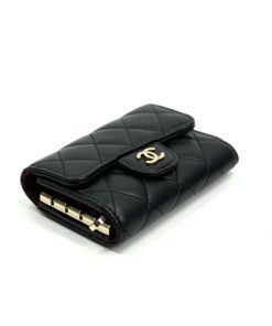 Chanel Black Lambskin Quilted 6 Key Holder with Gold Hardware