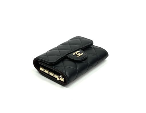 Chanel Black Lambskin Quilted 6 Key Holder with Gold Hardware 6