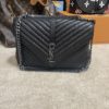 YSL Black College Large Quilted Leather V-Flap Shoulder Bag 7