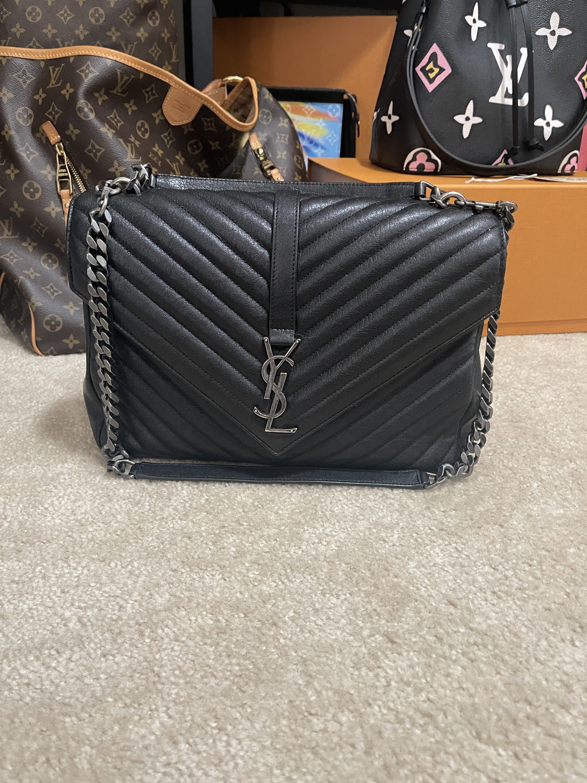 large college in quilted leather