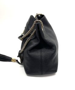 Gucci Black Pebbled Calfskin Leather Medium Soho Chain Tote