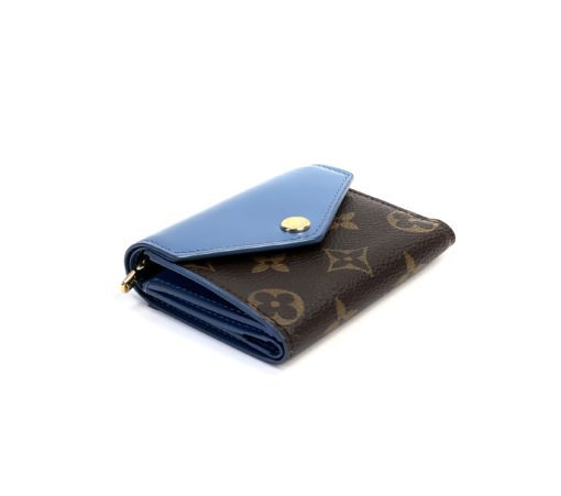 Louis Vuitton Monogram Zoe Wallet with Blue Leather top