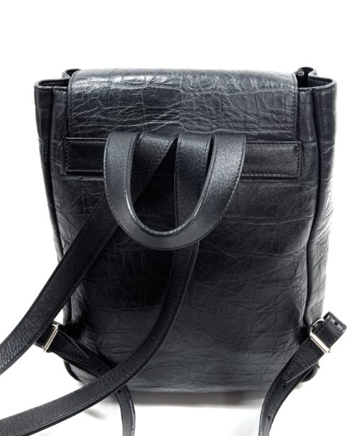 YSL Small Black Croc Look Leather Festival Backpack 10