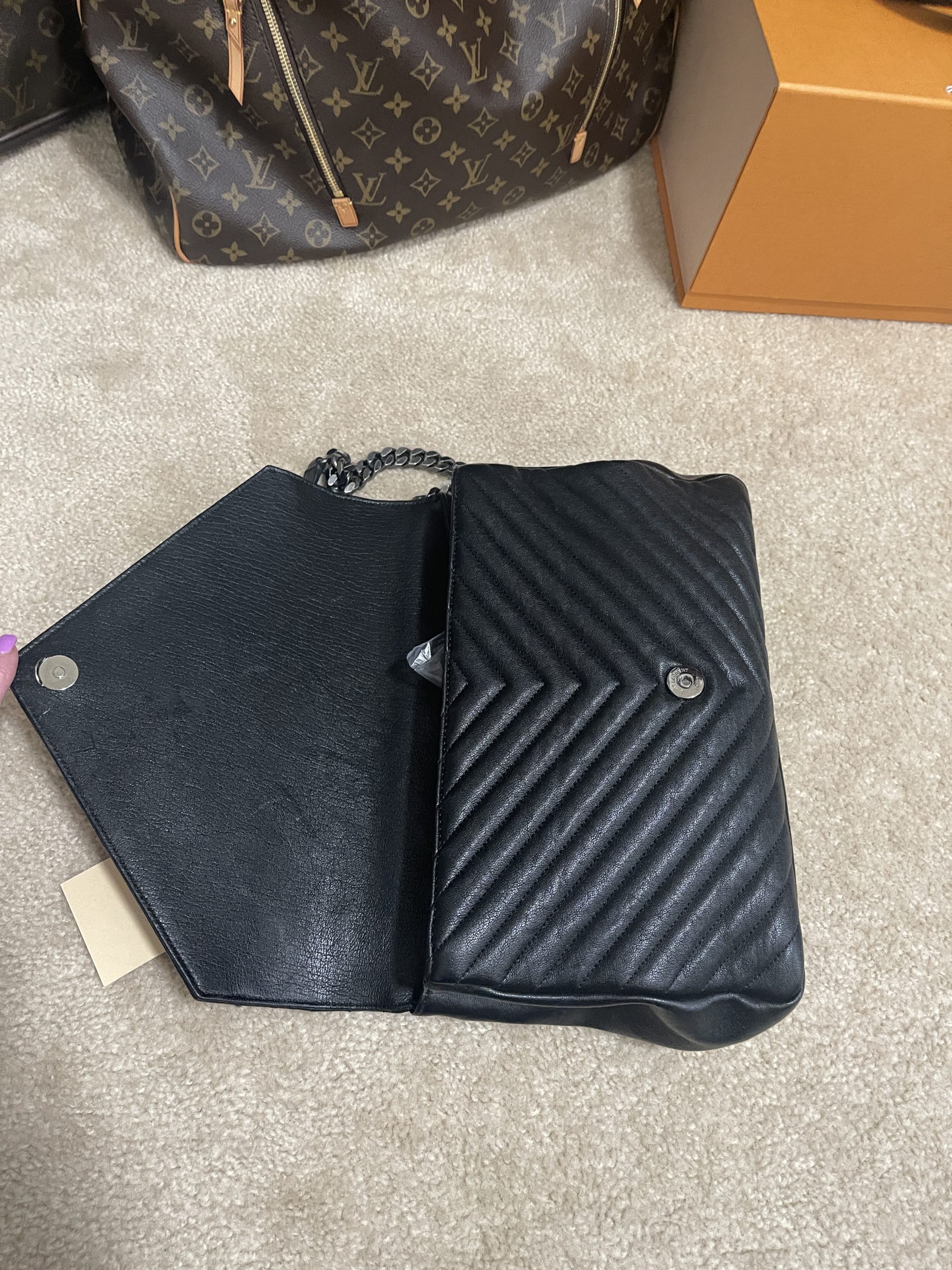 YSL Saint Laurent College Large Quilted Black Leather V-Flap Shoulder Bag -  A World Of Goods For You, LLC