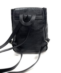 YSL Small Black Croc Look Leather Festival Backpack