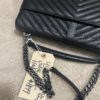 YSL Black College Large Quilted Leather V-Flap Shoulder Bag 20