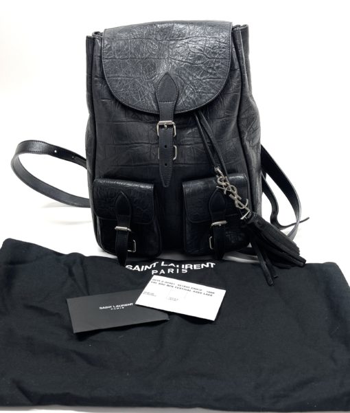 YSL Small Black Croc Look Leather Festival Backpack 3