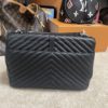 YSL Black College Large Quilted Leather V-Flap Shoulder Bag 10