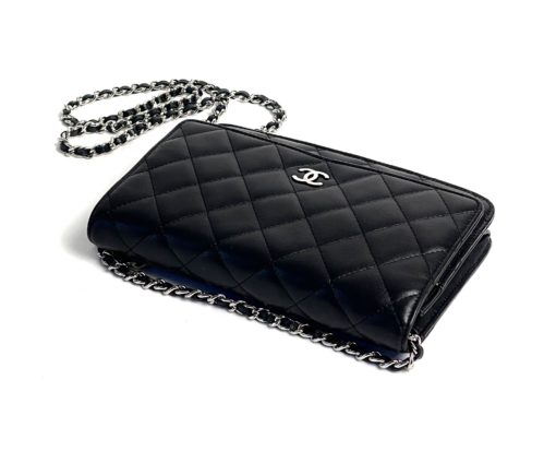 Chanel Black Lambskin WOC with Silver Hardware 12