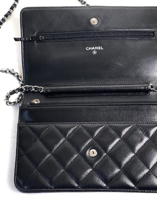Chanel Black Lambskin WOC with Silver Hardware 14