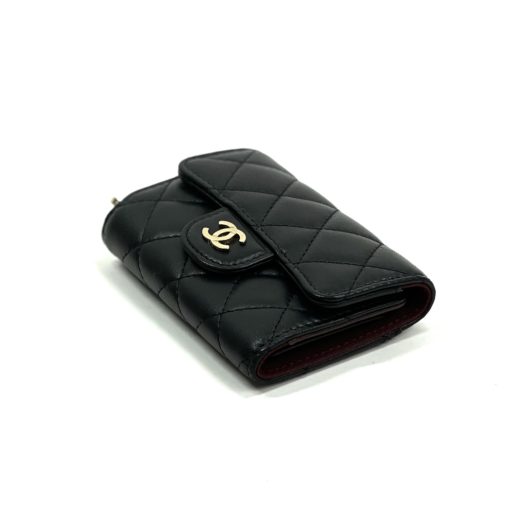 Chanel Black Lambskin Quilted 6 Key Holder with Gold Hardware 5