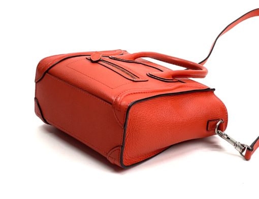 Celine Drummed Calfskin Red/Orange Nano Luggage Crossbody 9