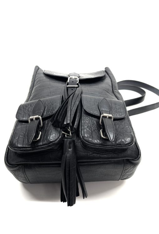 YSL Small Black Croc Look Leather Festival Backpack 15