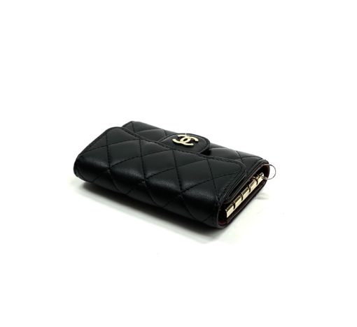 Chanel Black Lambskin Quilted 6 Key Holder with Gold Hardware 7