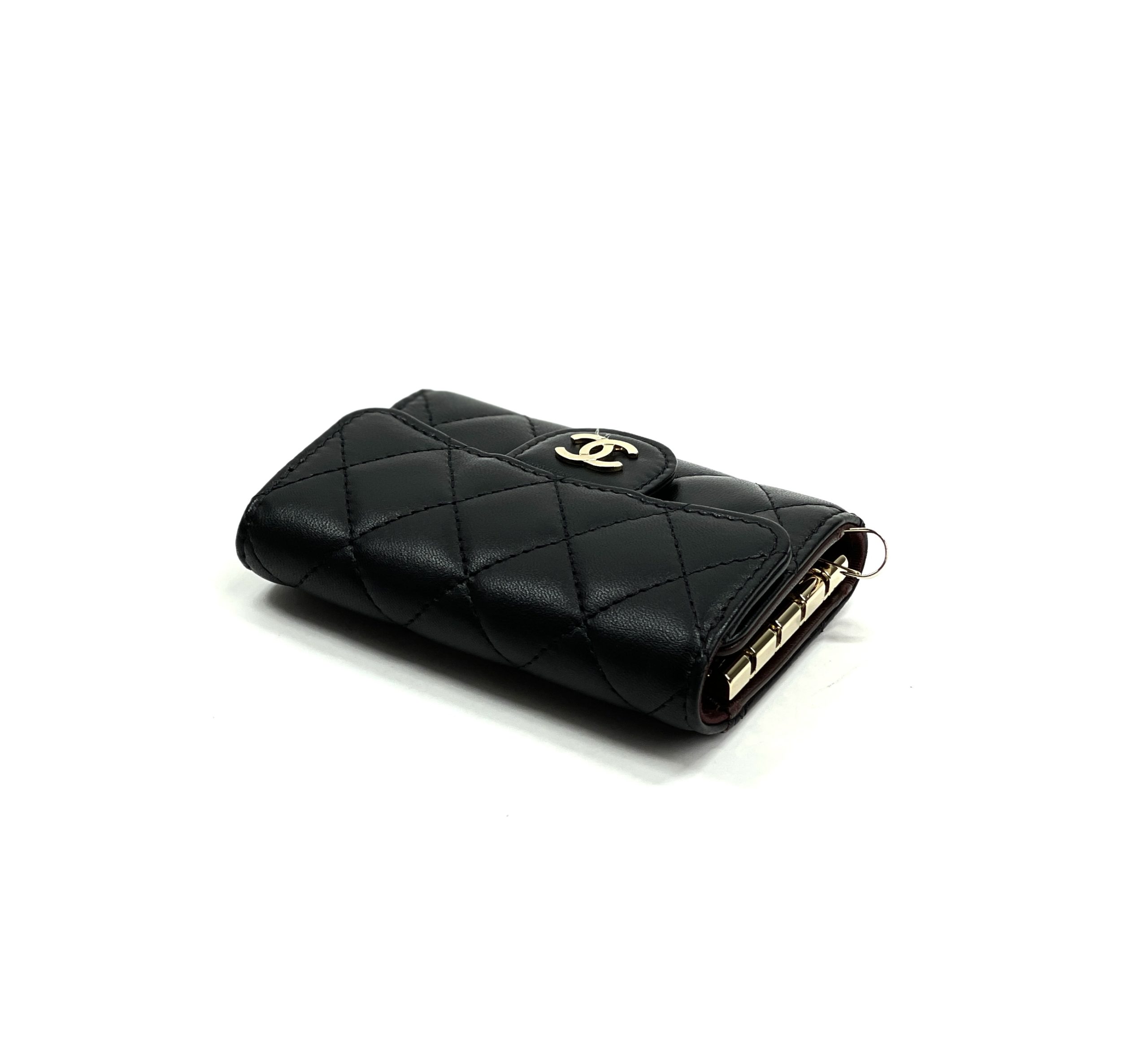CHANEL Caviar Quilted 6 Key Holder Black 1220993