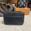 YSL Black College Large Quilted Leather V-Flap Shoulder Bag 9