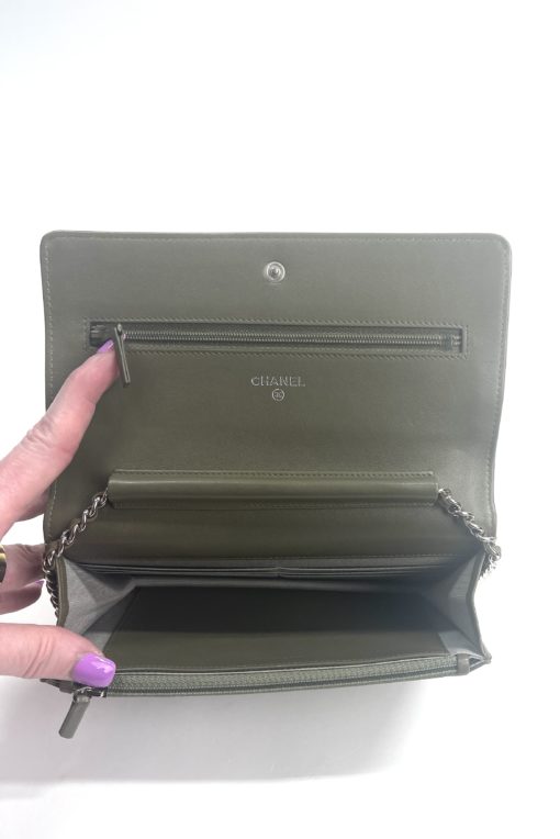 Chanel Olive Green Caviar Timeless WOC with Silver Hardware 4