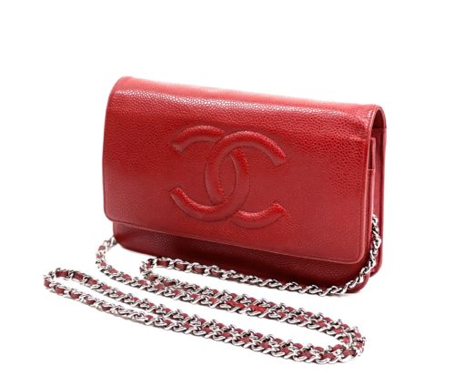 Chanel Red Caviar Timeless WOC with Silver Hardware