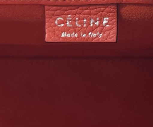 Celine Drummed Calfskin Red/Orange Nano Luggage Crossbody