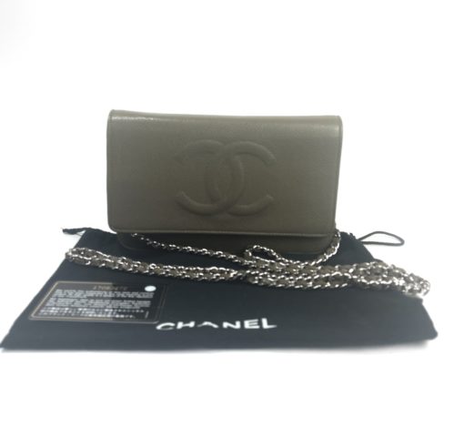 Chanel Olive Green Caviar Timeless WOC with Silver Hardware 2