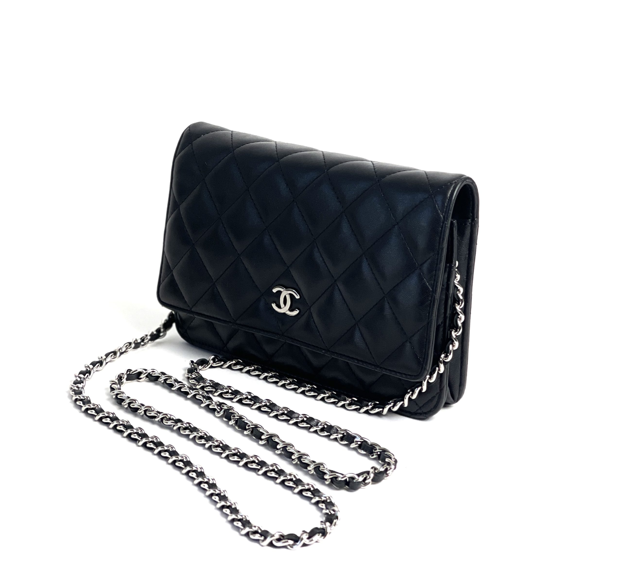 Chanel Wallet on Chain Black Lambskin with Silver Hardware