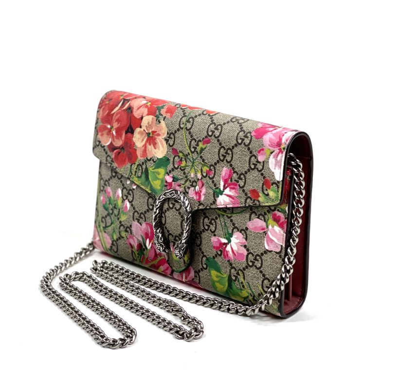 Gucci Dionysus Chain Wallet Blooms Print GG Coated Canvas Small at
